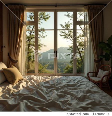 從一棟位於自然中心的建築的窗戶望出去的景色 137008394