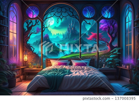 從一棟位於自然中心的建築的窗戶望出去的景色 137008395