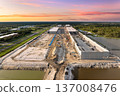 New logistics center construction site planning. Project management in the USA distribution industry 137008476