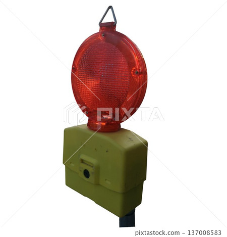 Warning light signaling caution on construction site 137008583
