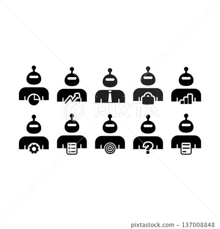 Artificial Intelligence Business Robot Icons Set Analytics, Growth, Strategy and Management glyph illustration Artificial Intelligence Business Robot Icons Set Analytics, Growth, Strategy and Management glyph illustration 137008848