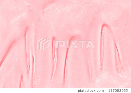Smooth pink cosmetic cream texture with shimmering surface for skincare and beauty products Smooth pink cosmetic cream texture with shimmering surface for skincare and beauty products 137008965