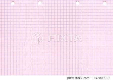 Pastel pink graph paper with perforations for school and office use Pastel pink graph paper with perforations for school and office use 137009092