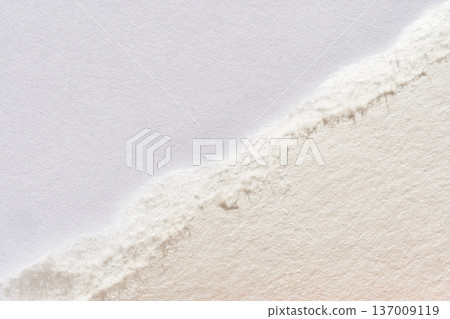 Close-up of textured torn paper with white and beige contrast for design and craft inspiration 137009119