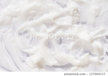 Creamy white texture background with smooth swirls for skincare and beauty product mockups 137009137