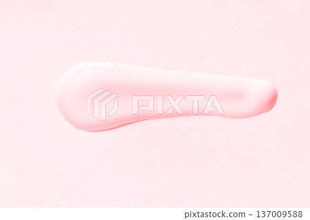 Pink creamy smear on pastel background for skincare and beauty product presentation 137009588