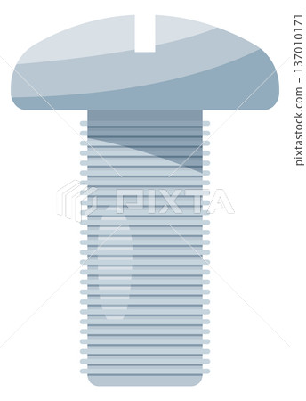 Machine bolt cartoon icon. Slotted round cap Machine bolt cartoon icon. Slotted round cap 137010171