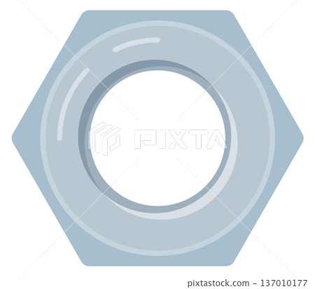 Metal nut for hexagon industrial fastener cartoon icon Metal nut for hexagon industrial fastener cartoon icon 137010177