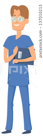 Medical intern cartoon character. Young male doctor Medical intern cartoon character. Young male doctor 137010213