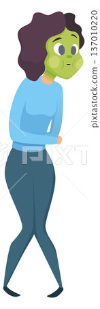 Food poisoning woman with green face cartoon character Food poisoning woman with green face cartoon character 137010220