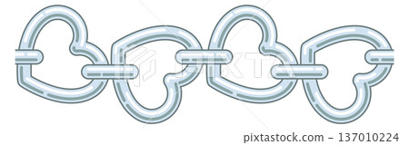 Heart link chain. Romantic decorative silver border Heart link chain. Romantic decorative silver border 137010224