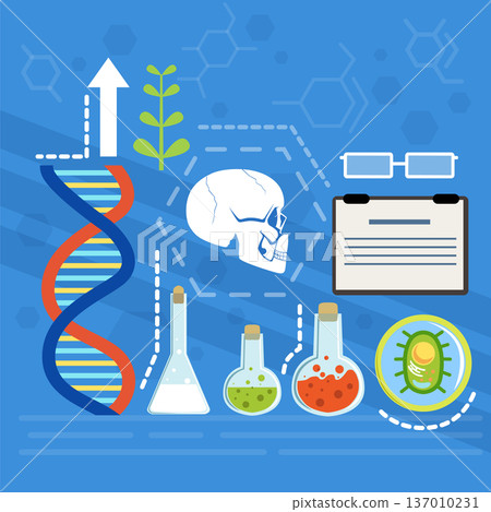 Medical research concept. Pharmaceutical laboratory. Science icon 137010231