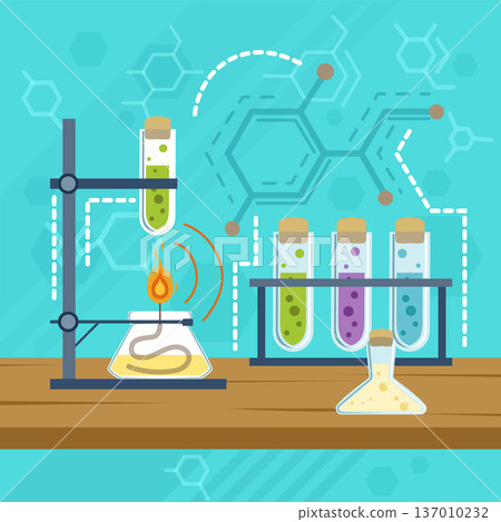 Chemistry experiment. Science lab test color concept 137010232