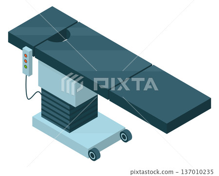 Operating surgical table isometric icon. Hospital procedure equipment 137010235