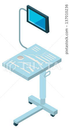 Sterile instruments table isometric icon. Equipment carriage 137010236