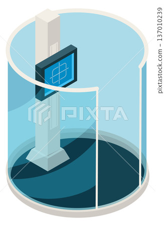 Chest xray machine isometric icon. Fluorography or radiography equipment 137010239