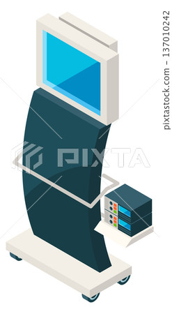 Electrocardiogram machine. Operating hospital room monitor icon 137010242