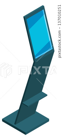 Interactive kiosk. Promo display stand isometric icon Interactive kiosk. Promo display stand isometric icon 137010251