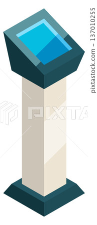 Tablet stand. Promo information touch screen isometric Tablet stand. Promo information touch screen isometric 137010255