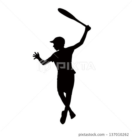 a boy playing tenis, silhouette vector 137010262