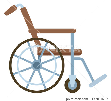 Wheelchair cartoon icon. Patient disability color symbol Wheelchair cartoon icon. Patient disability color symbol 137010264