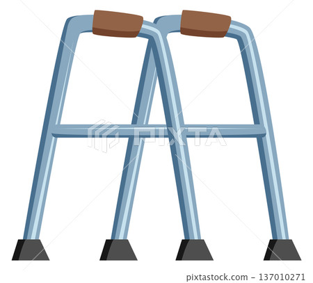 Walker aid cartoon icon. Metal disabled person support 137010271