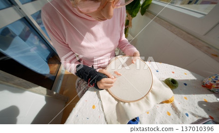 Finished project with calm ambiance on sunlit work surface 137010396