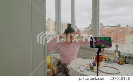 Young lady resting in sunlight while brainstorming ideas 137010398