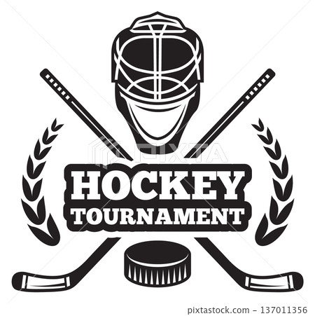 Hockey tournament sport logo. Black competition emblem Hockey tournament sport logo. Black competition emblem 137011356
