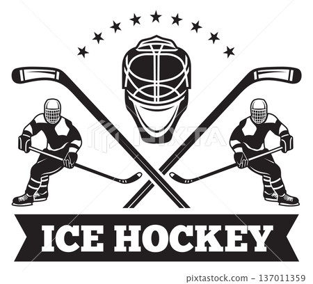 Ice hockey retro label. Sport game club logo Ice hockey retro label. Sport game club logo 137011359
