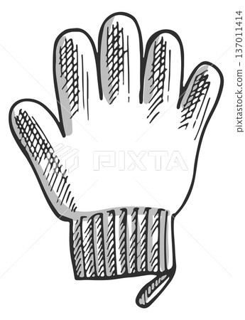Exfoliating glove icon. Hand care logo drawing 137011414