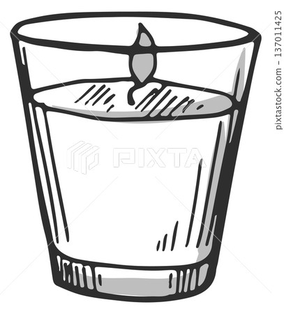 Aroma candle in glass doodle. Relaxation hand drawn icon 137011425