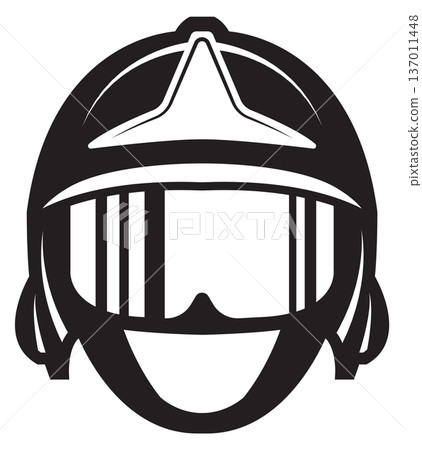 Firefighter helmet black icon. Fireman mask symbol Firefighter helmet black icon. Fireman mask symbol 137011448