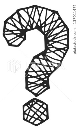 Creative question mark. Funny black line doodle Creative question mark. Funny black line doodle 137011475