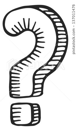 Question in engraving style. Punctuation ask black symbol Question in engraving style. Punctuation ask black symbol 137011476