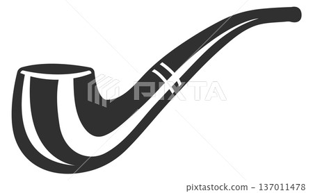 Wooden tobacco pipe. Vintage smoking accessory icon Wooden tobacco pipe. Vintage smoking accessory icon 137011478
