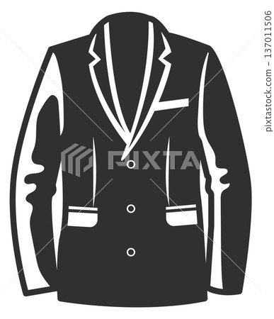 Male blazer drawing. Suit jacket black icon Male blazer drawing. Suit jacket black icon 137011506