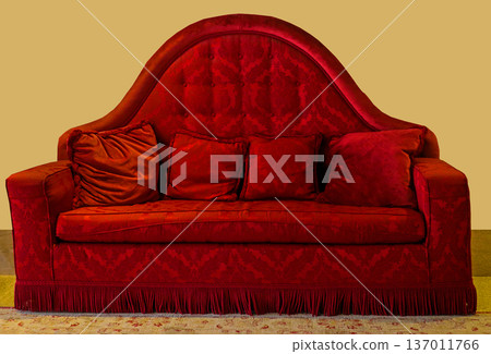 Retro red sofa interior Retro red sofa interior 137011766