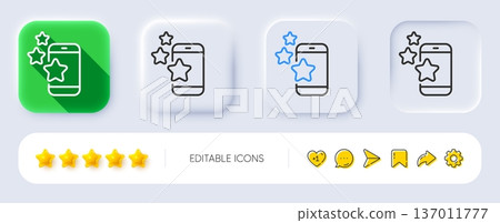 Best app line icon. Neumorphic, Flat shadow, 3d buttons. Phone ratings sign. Ranking symbol. Line best app icon. Social media icons. Vector Best app line icon. Neumorphic, Flat shadow, 3d buttons. Phone ratings sign. Ranking symbol. Line best app icon. Social media icons. Vector 137011777
