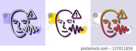 Voice wave line icon. Halftone dotted pattern. Gradient icon with grain shadow. Face scan sign. Voice verification symbol. Line voice wave icon. Various designs. Vector 137011856