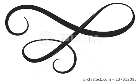 Calligraphic decorative swirl element. Elegant classic line 137012085