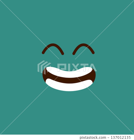 Laughing face emoji. Cute joy expression card 137012135