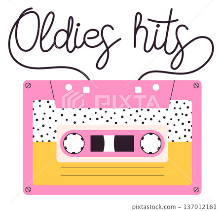 Old hits audio mix. Retro tape color icon Old hits audio mix. Retro tape color icon 137012161