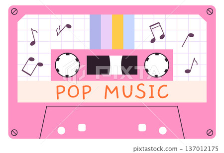 Pop music retro mixtape. Retro cassette icon Pop music retro mixtape. Retro cassette icon 137012175