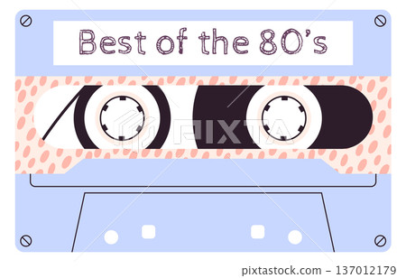 Best of 80s music. Vintage songs cassette tape icon 137012179