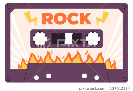 Rock music cassette record. Tape color icon 137012184