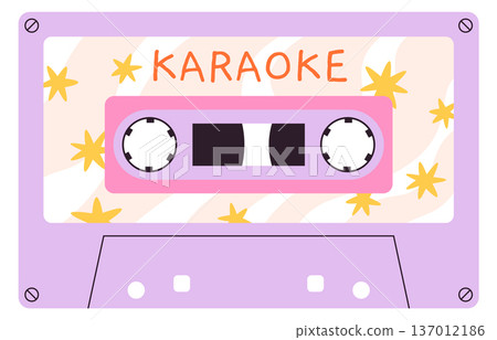 Karaoke mixtape on retro cassette tape color icon 137012186