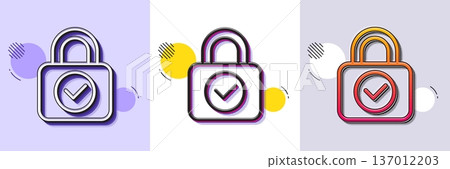 Security lock line icon. Halftone dotted pattern. Gradient icon with grain shadow. Cyber defence sign. Private protection symbol. Line security lock icon. Various designs. Vector Security lock line icon. Halftone dotted pattern. Gradient icon with grain shadow. Cyber defence sign. Private protection symbol. Line security lock icon. Various designs. Vector 137012203