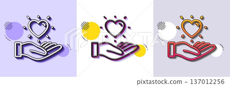 Hold heart line icon. Halftone dotted pattern. Gradient icon with grain shadow. Friends love sign. Brand ambassador hand symbol. Line hold heart icon. Various designs. Vector Hold heart line icon. Halftone dotted pattern. Gradient icon with grain shadow. Friends love sign. Brand ambassador hand symbol. Line hold heart icon. Various designs. Vector 137012256