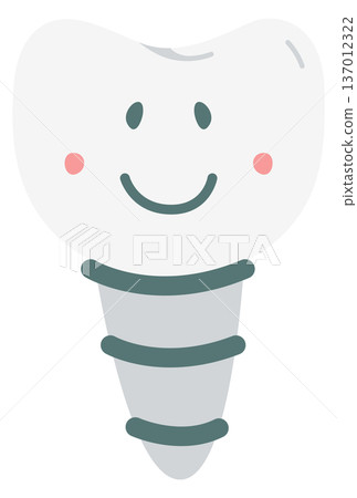 Dental orthodontic implant cartoon mascot. Tooth character Dental orthodontic implant cartoon mascot. Tooth character 137012322